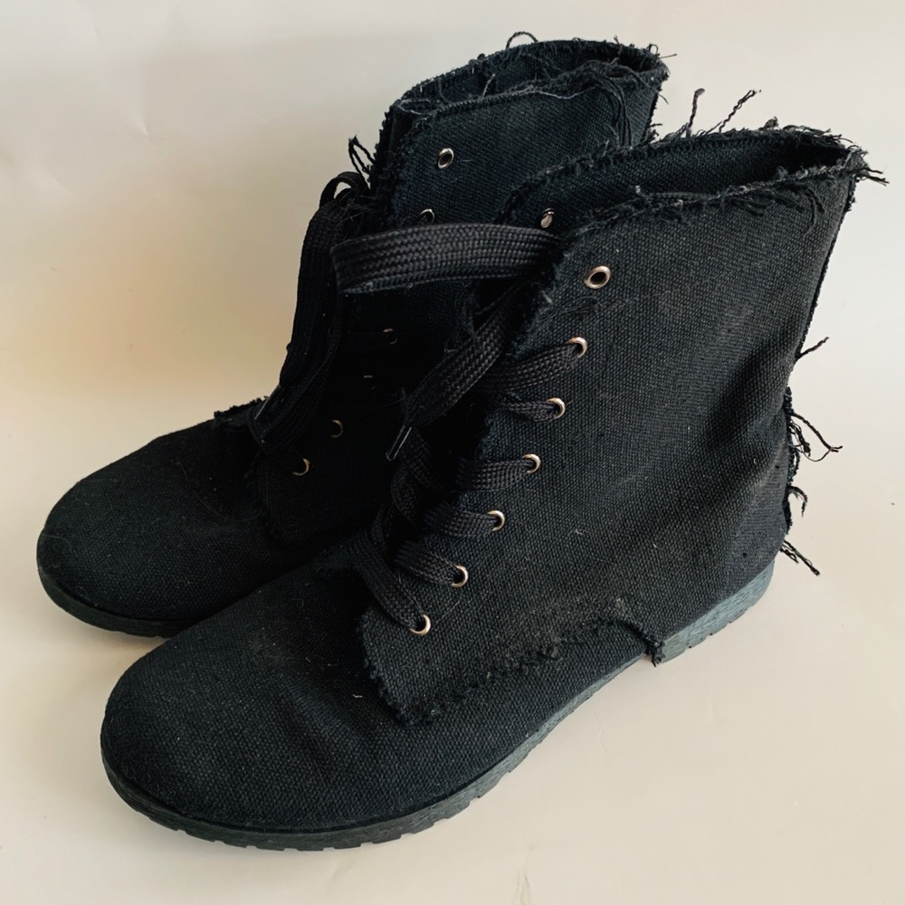 Black Fabric Booties - size 8